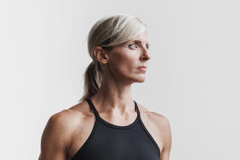 Nobull Halter Crop Tank (RIBBED) Women's Tanks Black | USA N2261W